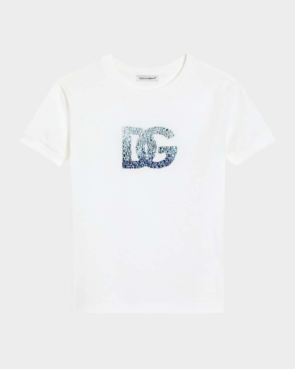 Girl's Embellished Interlocked Logo-Print T-Shirt, Size 8-14